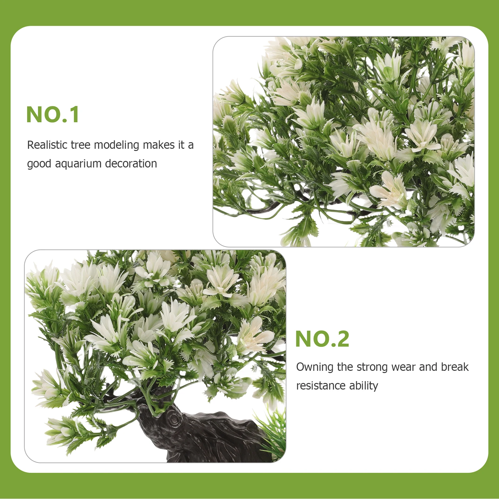 

Simulated Tree Grass Bonsai White Green Leaves Large Tall Fish Tank Plant Decor Plastic Aquatic Accessories Aquarium Decorations