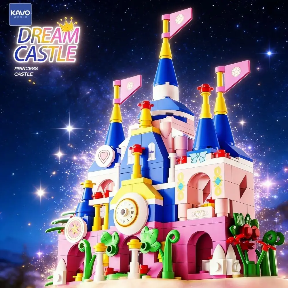 

KAVOWORLD 310PCS Colorful Princess Castle Building Kit Creative Bricks Toy with Clock Flowers Ideal for Kids Room Decoration