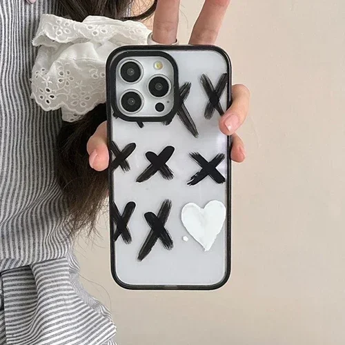 Creative Broken Glass 2.0 Acrylic Black Border Phone Case Cover for IPhone 11 12 13 14 15 16 Pro Max Case