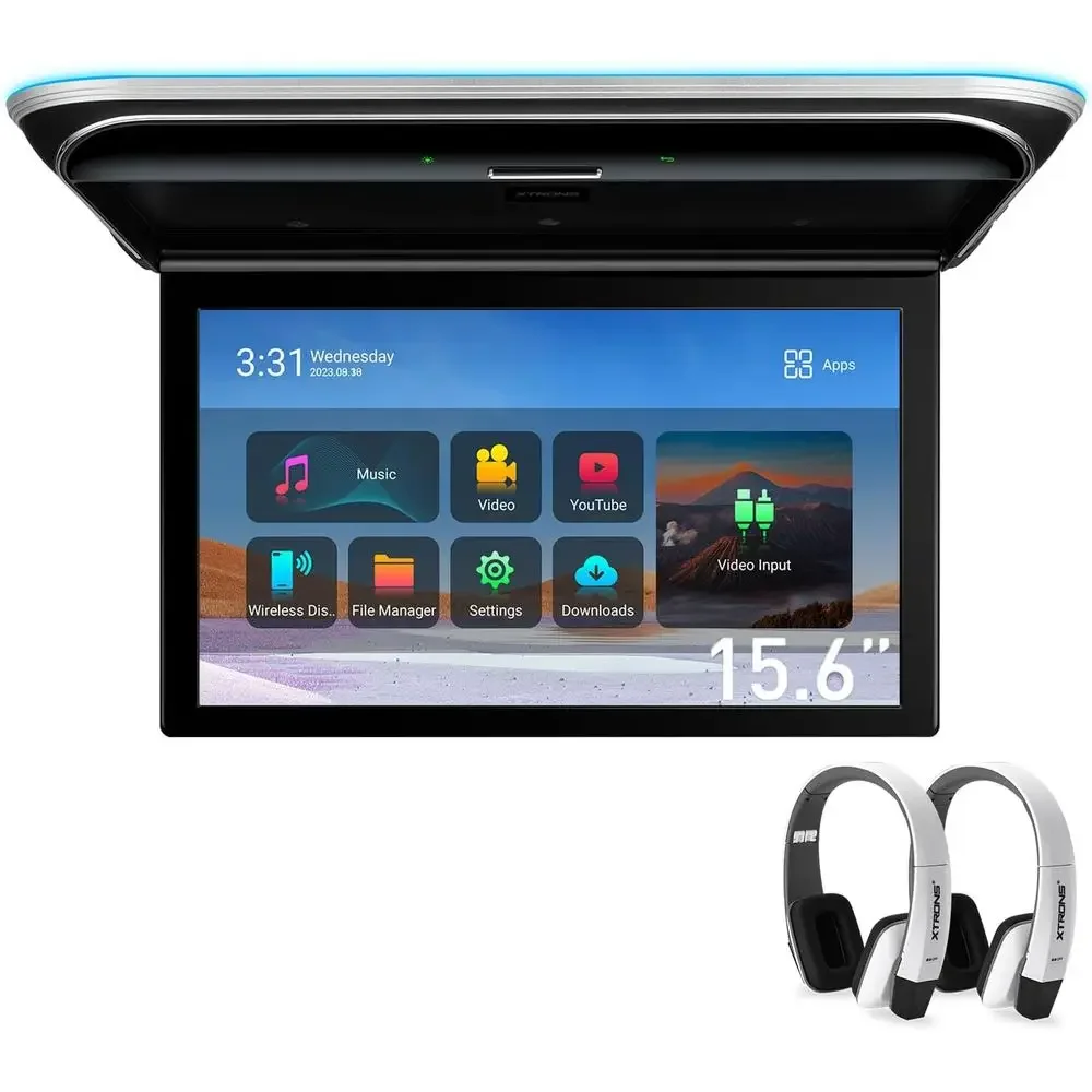

Автомобильный монитор Android 15.6” с широким IPS-экраном, сенсорным управлением, поддержкой видео 8K, креплением на потолок, встроенными стереодинамиками, откидной конструкцией