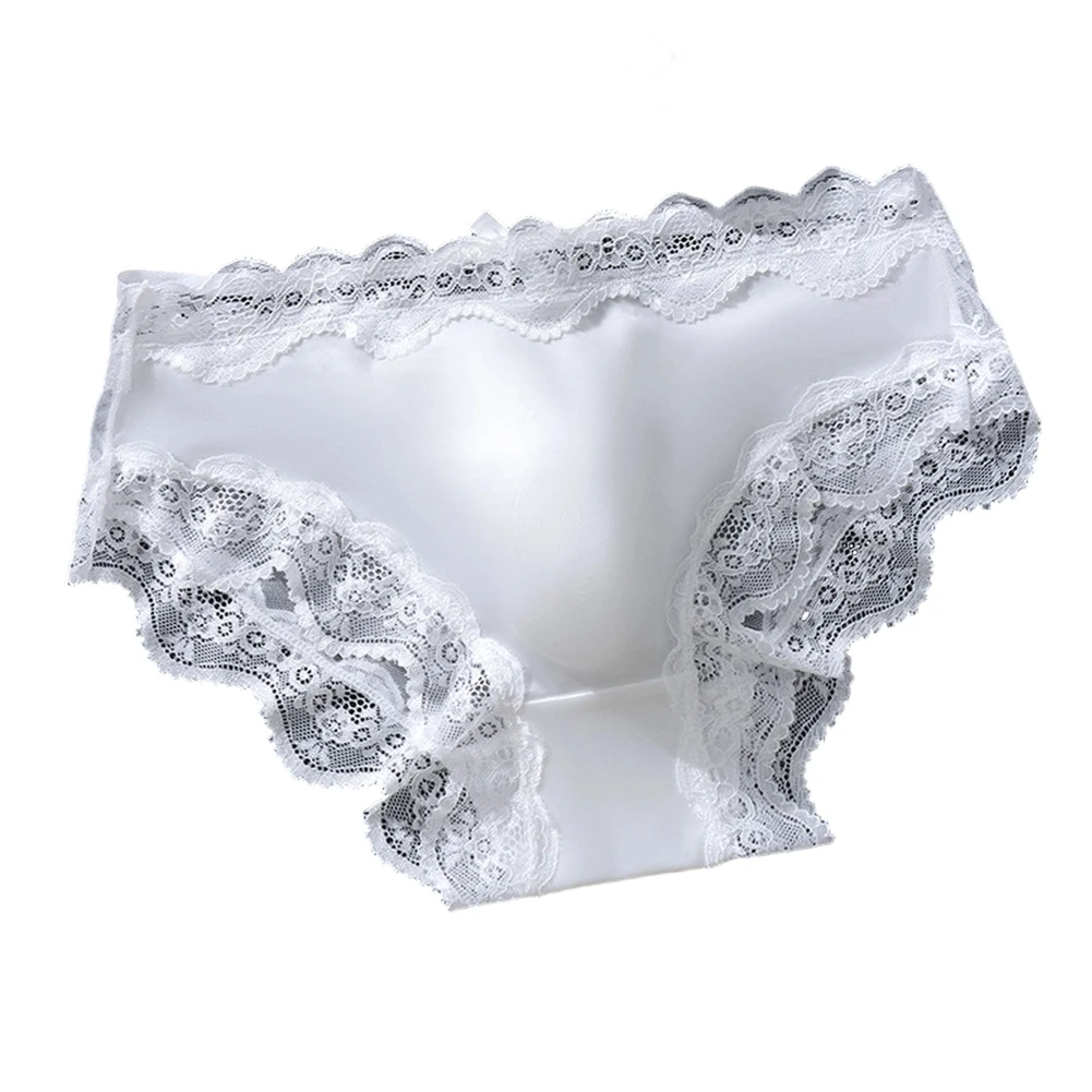 Men's Lace Ice Silk Briefs Underwear For Man 3D Bulge Pouch Sexy Lingerie High Elastic Extreme Men's Panties Underpants Fashion