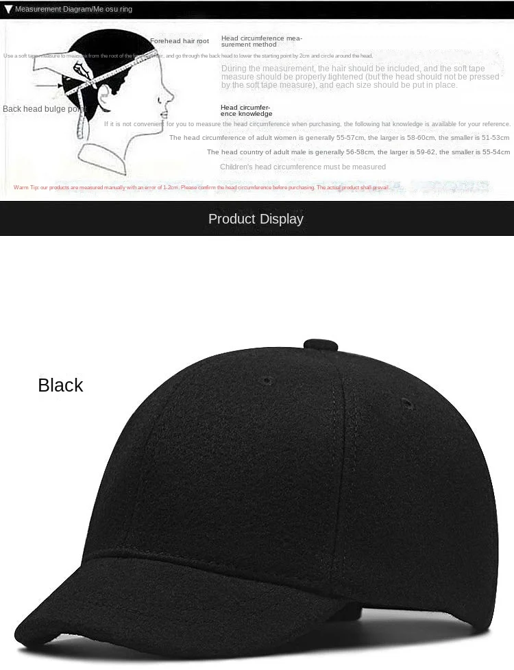 Männer kurze Rechnung Krempe Baseball mützen großer Kopf große Woll mützen männlich plus Größen Filz Leinwand Hysterese nhut 55-60cm 60-65cm – Detail 10