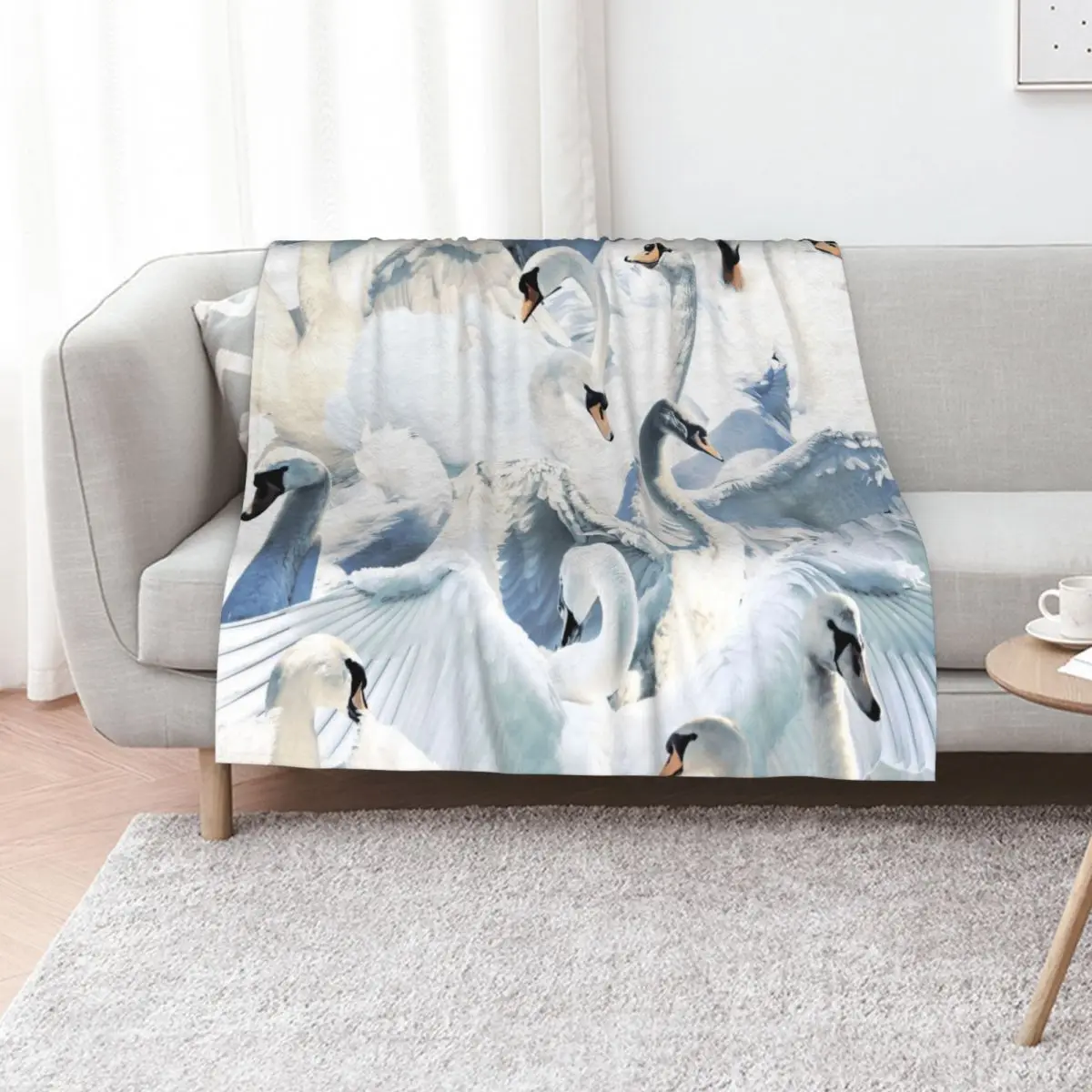 Swans Throw Blanket Single Personalized Gift Furrys Bed For Sofa Thin blankets and throws Blankets
