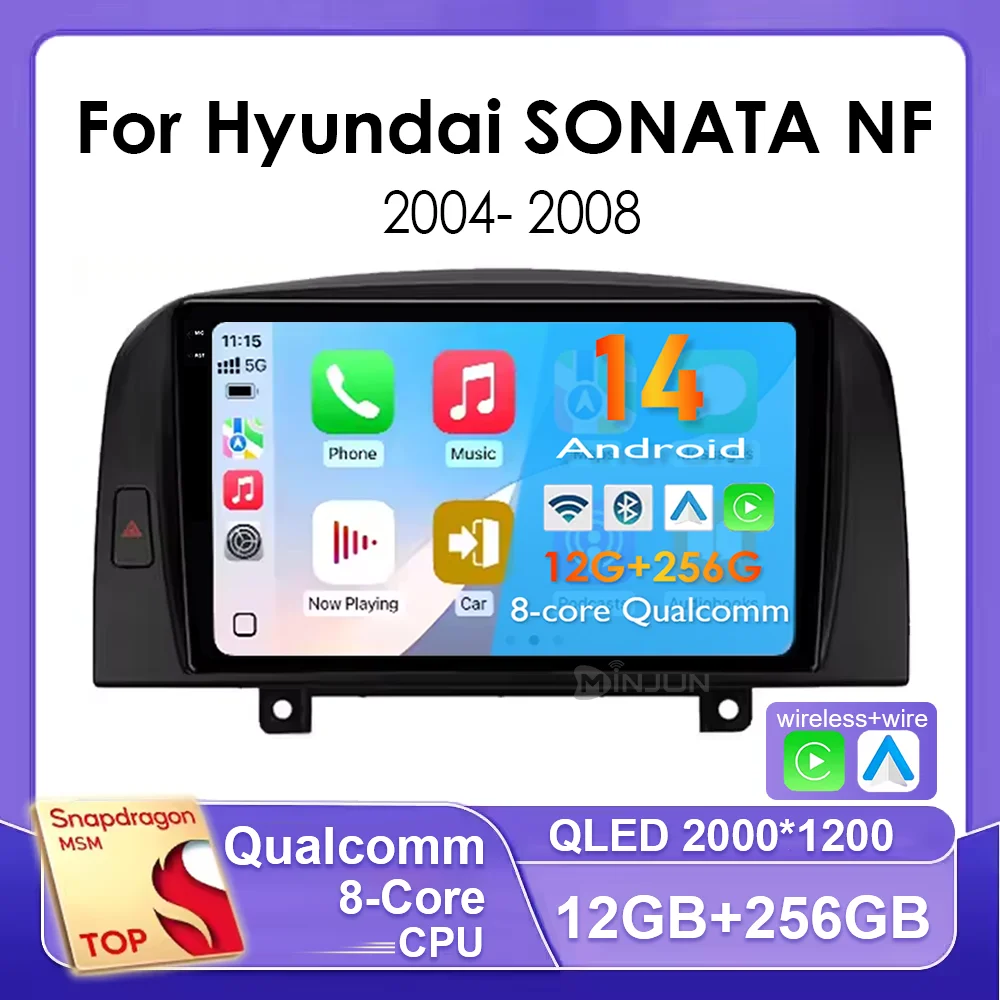 

Qualcomm Car Radio Multimedia Player Android 14 for Hyundai SONATA NF 2004 - 2008 GPS Carplay Auto WiFi Bluetooth Split Screen