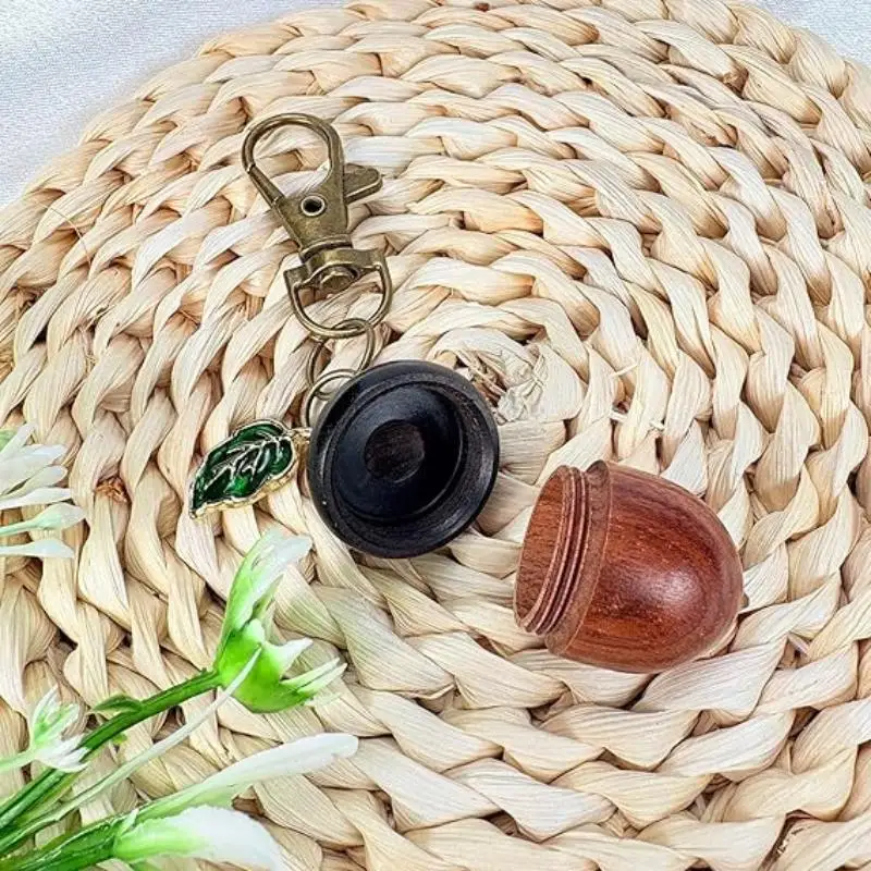 Acorn Shaped Mini Portable Pill Box Compact Medicine Tablet Holder Keychain Lightweight for Purse Hiking Daily Use view 2