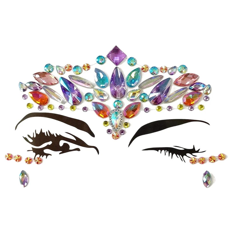 12 Sets Face Gems Rhinestone Mermaid Face Jewels Tattoo - Face Crystal Stickers Tears Gem Stones Temporary Stickers