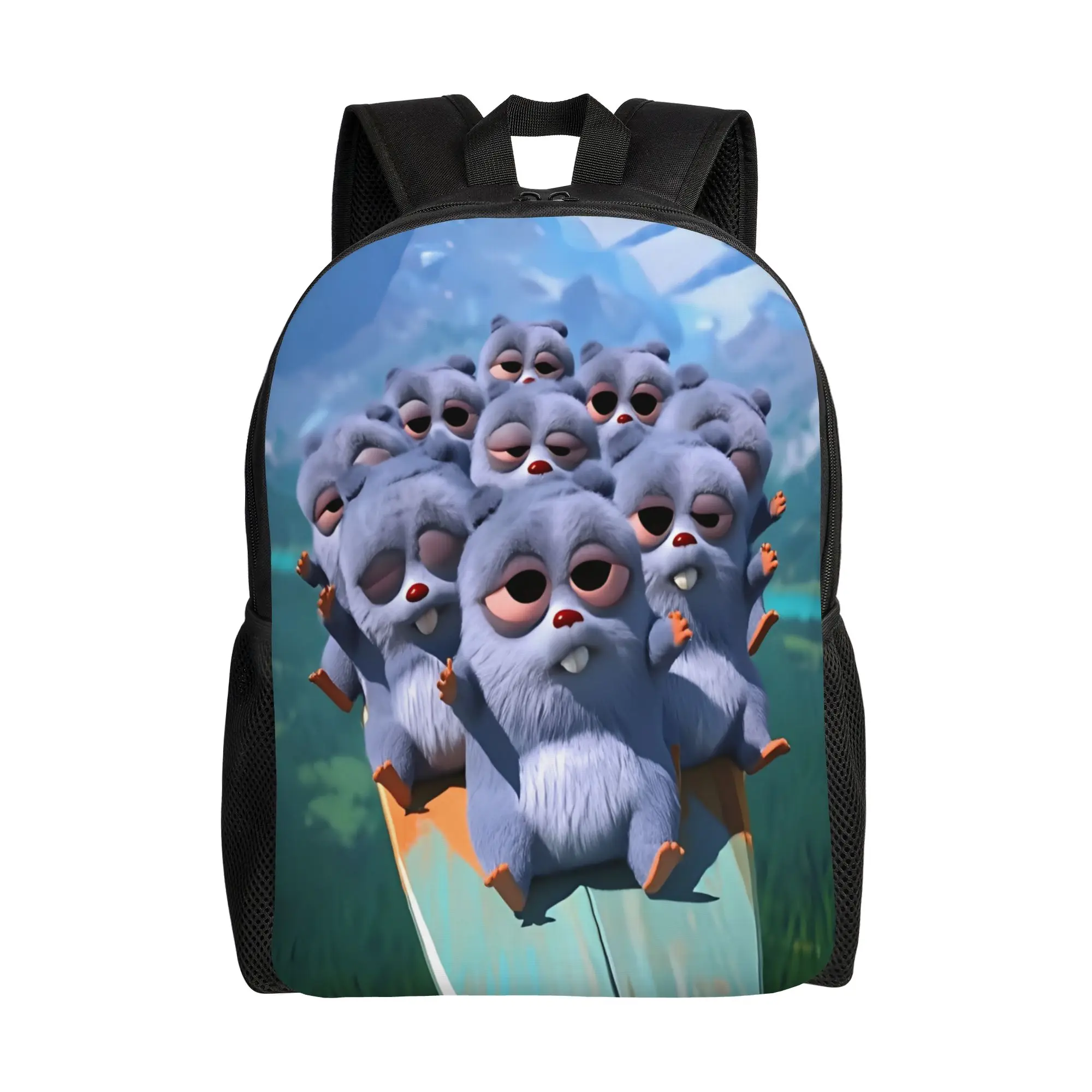 

Рюкзак GRIZZY AND THE LEMMINGS, повседневный, для студентов, для походов, путешествий, с изображением медведя, для ноутбука, из холщовой ткани, для активного отдыха