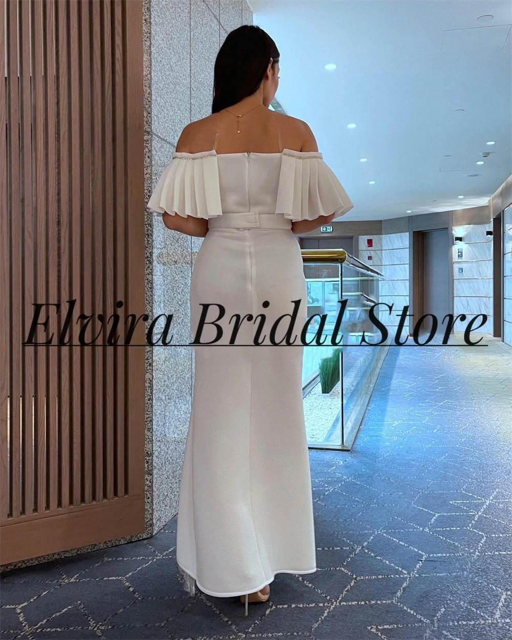 Customized Patchwork Prom Gown Short Sleeve White Ruffles Sweetheart Neck Sexy Backless Evening Dresses fot Women فساتين الحفلات