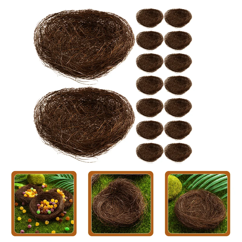 

16 Pcs Simulated Bird Nest Birds Micro Landscape Decor Wedding Easter Decoration Silk Party Ornament Garden Artificial