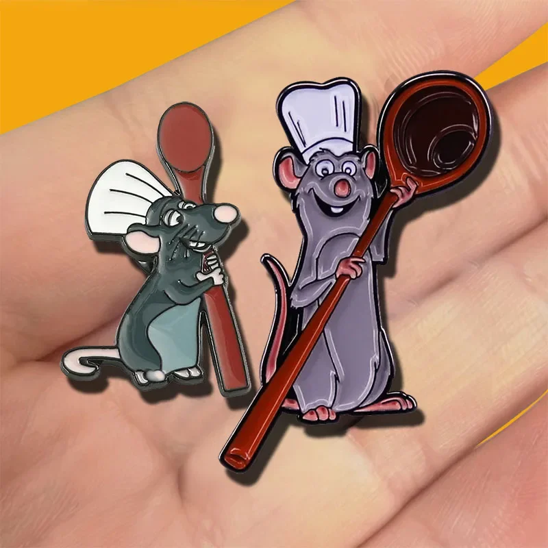 Disney Ratatouille Remy Mouse Badges on Backpack Lapel Pins Enamel Cute Brooches Cartoon Jewelry Kids Clothes Decoration Gift