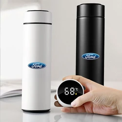 500ml Smart Thermo Mug Filter Coffee Drink Flask Temperature Display For Ford Fiesta Mondeo Fusion Explorer Shelby Edge Kuga MK6