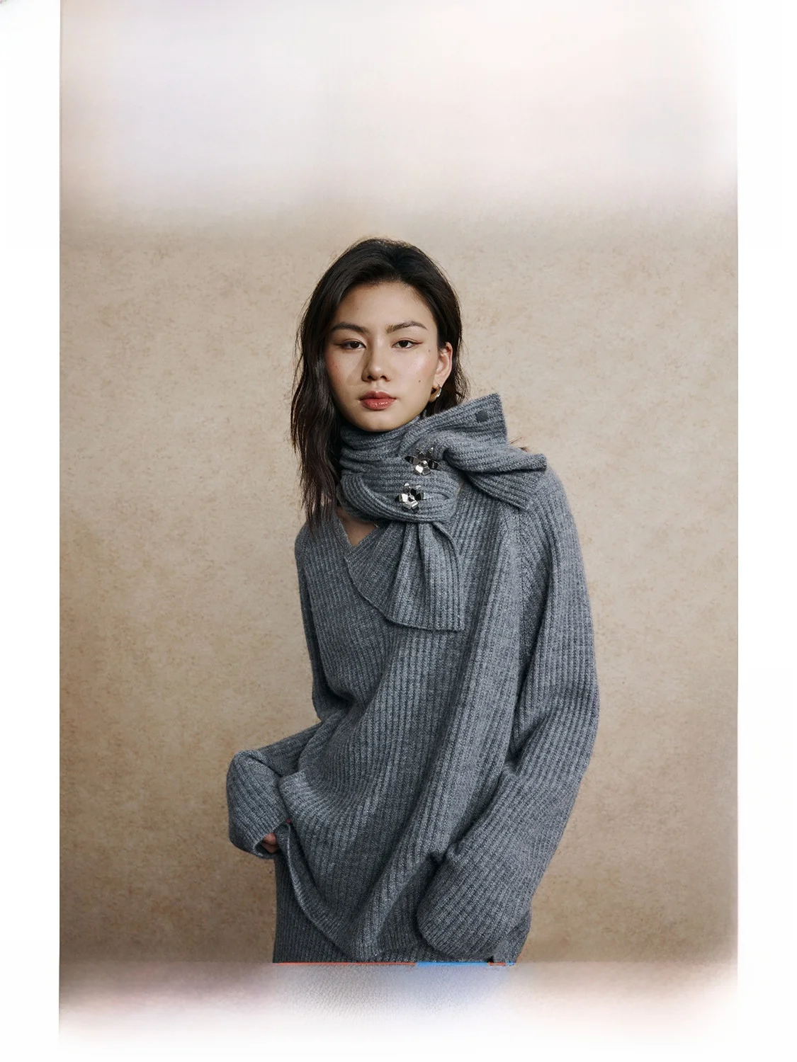 

Ultra-Fine Alpaca Wool V-Ne Loose Sweater Gentle Casual Sle Women's Knitted Top Soft Comfortable Long Sve Autumn New A...