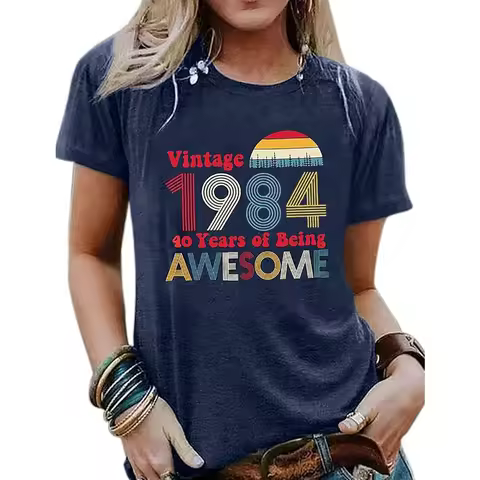 2026 Vintage 1984 Shirt for Women 42th Birthday T Shirt 1984 Birthday Gift Idea Retro Party Tee Cotton Vintage Womens Tops