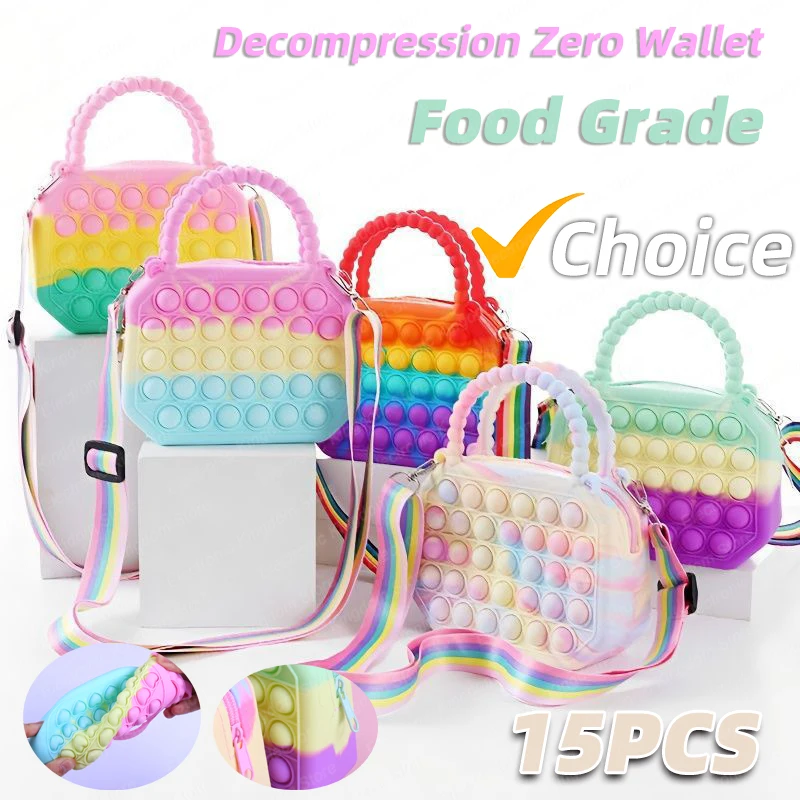 

New Pop Purse Silicone Sensory Push Pop Bubble Bag Crossbody Bag Antistress Toys Reliver Autism Handbag Coin Pouch for Kids