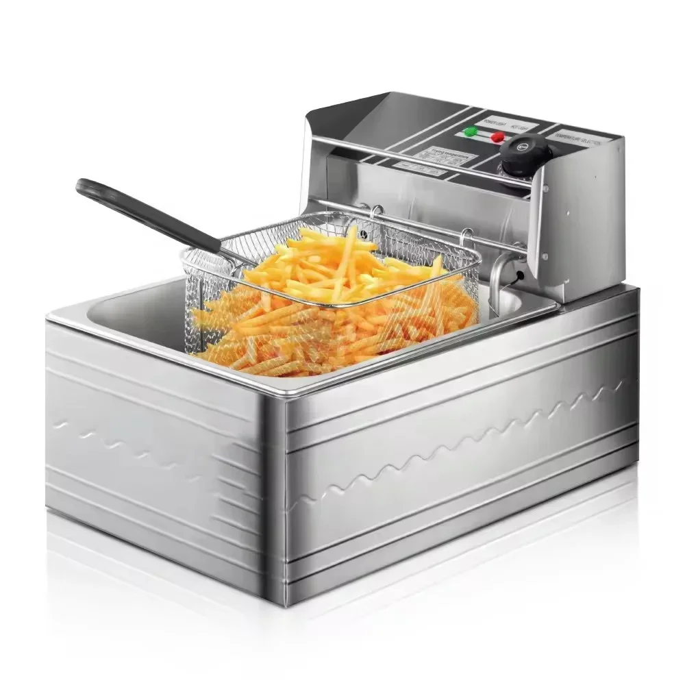 # Dontalen 6L Commercial Single Tank Electric Deep Fryer Chips Machine Potato Industrial Fried Oil Filter Chip Fat Deep Fryer