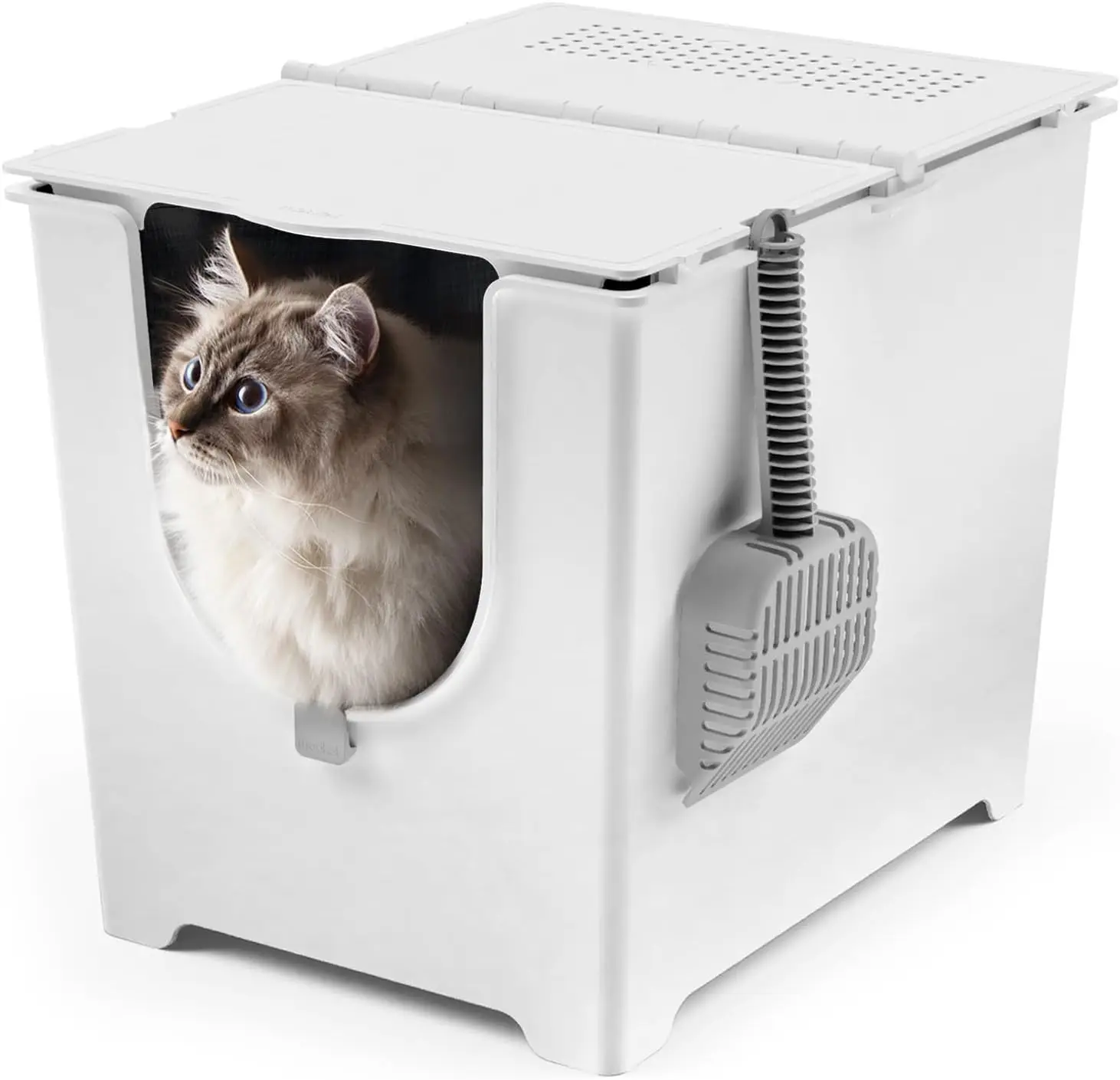 

Flip Litter Box – Front-Entry Design with Integrated Liner System (White)