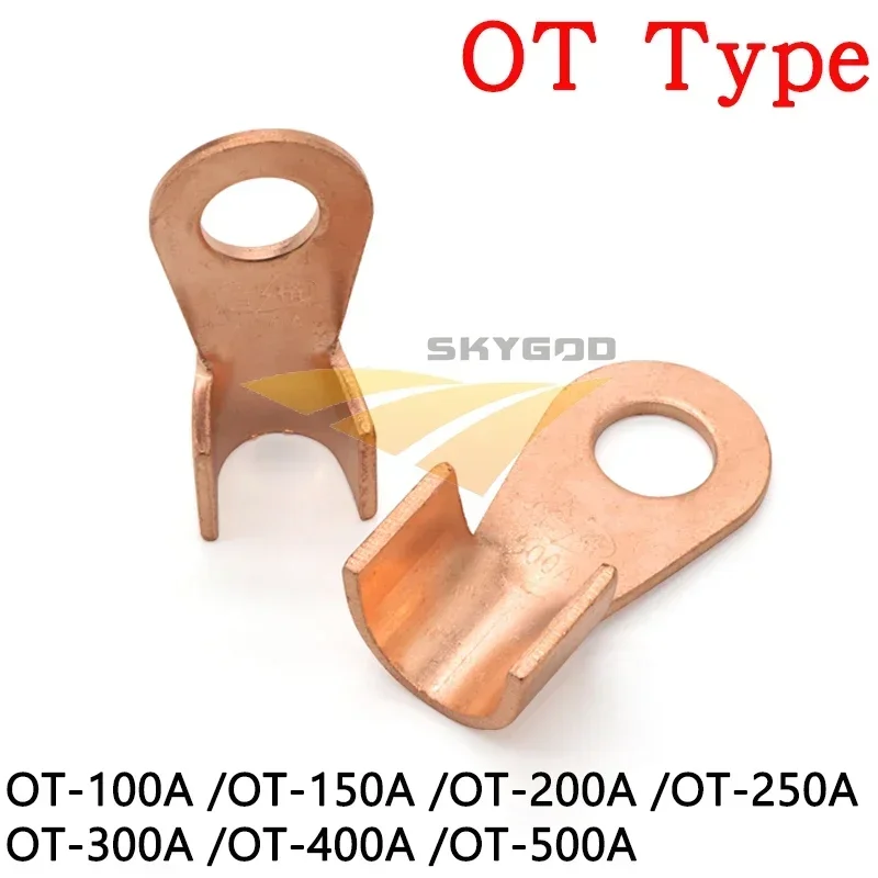 Wire Terminal OT Type 100A 150A 200A 250A 300A 400A 500A Red Copper Nose Lugs Crimp Open Mouth Cable End Connector Splice