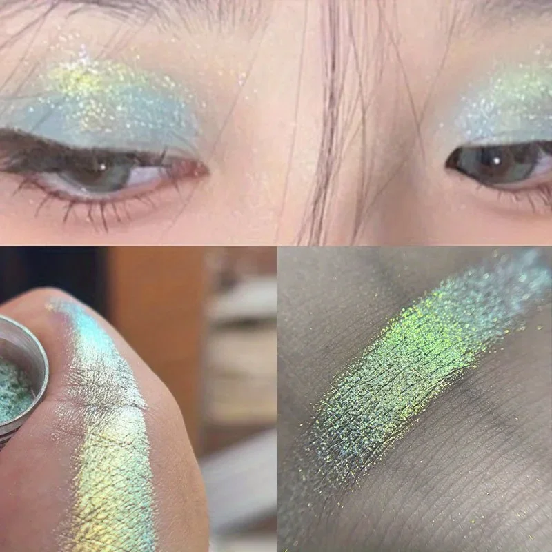 Sombra camaleão com glitter, brilho perolado para contorno iluminador, cores degradadas metálicas, festivais fáceis de maquiagem para os olhos preguiçosos