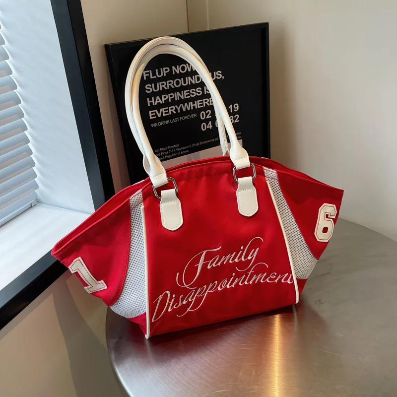 Fashion bowling handbag bag women's new large-capacity embroidered letters single shoulder crossbody sports travel armpit bag