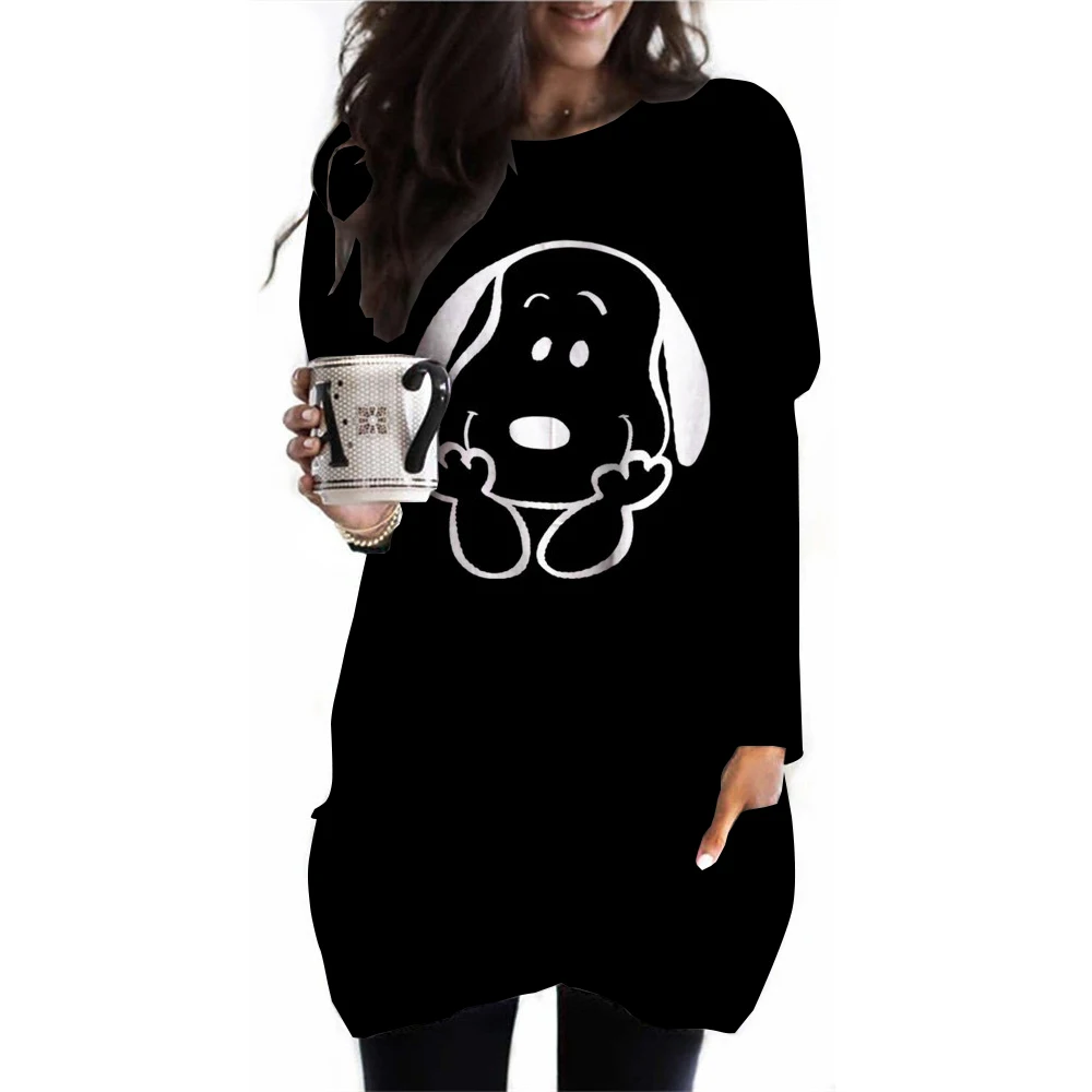 Anime Cute Printed Hoodies Women Cartoon Snoopy Y2k Korean Students Loose Sweatshirt Fashion Sweet Manga Unisex Clothing