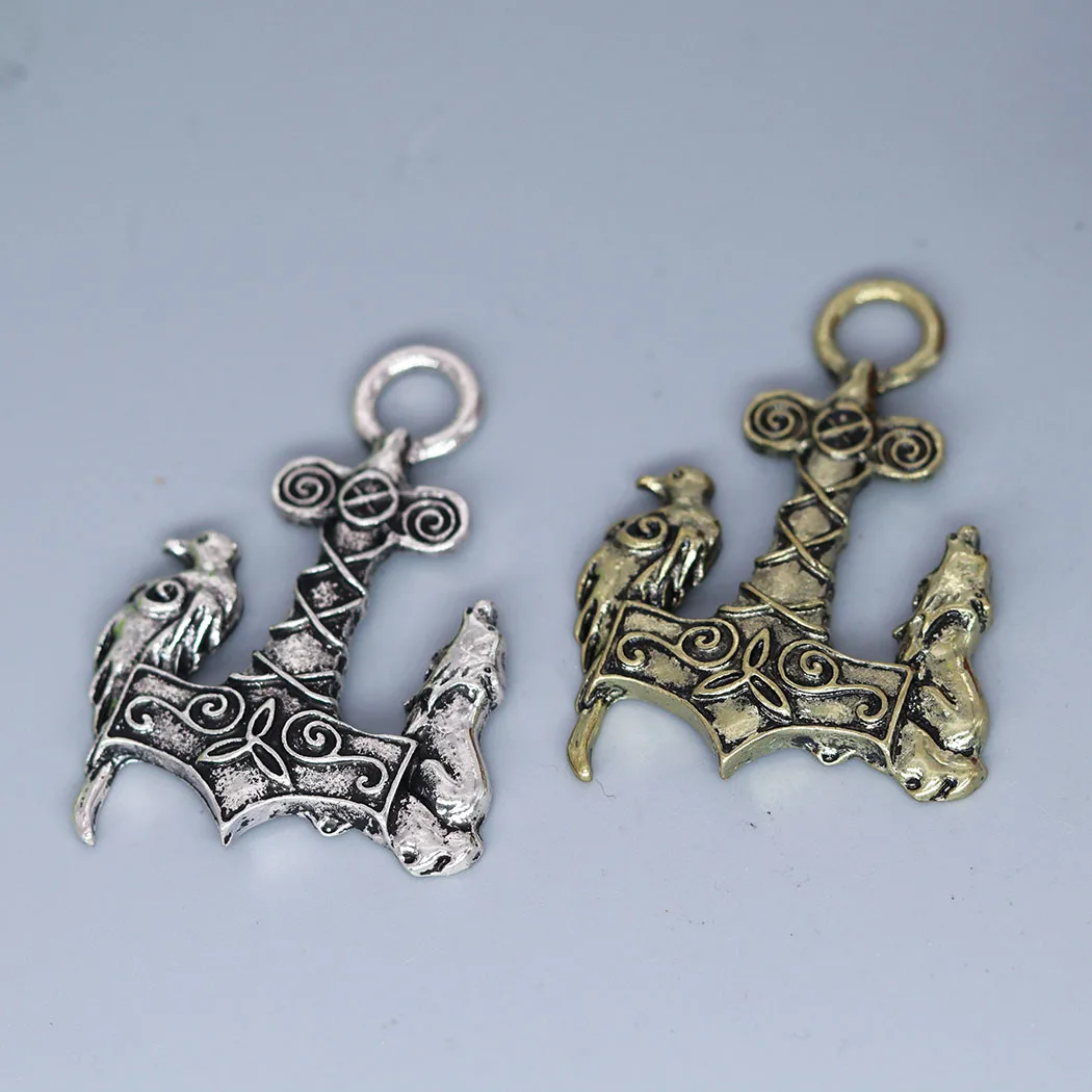 3Pcs/lot Valknut Vikings Norse Bird Wolf Anchor Charm Pendant For DIY Necklace Earrings Handmade Jewelry Making