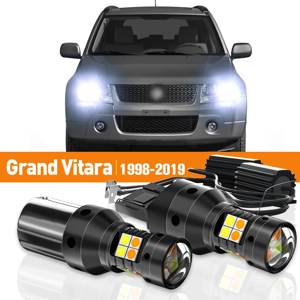 2pcs LED Dual Mode Turn Signal+Daytime Running Light DRL For Suzuki Grand Vitara 1998-2019 2012 2013 2014 Accessories Canbus