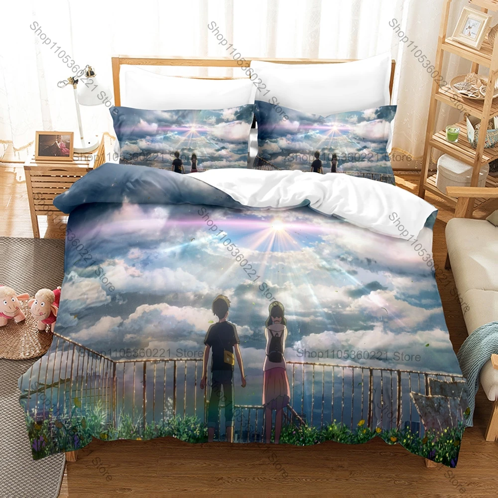 

Weathering With You Pattern Bed Linen 3 Pcs Soft Fabric Bedding Set Stylish Home Decoration & Holiday Gift