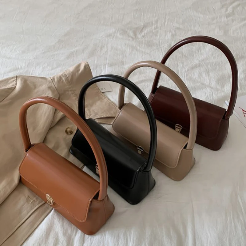 Modna damska torba na ramię w stylu retro Prosta torebka w jednolitym kolorze Vintage torba pod pachami