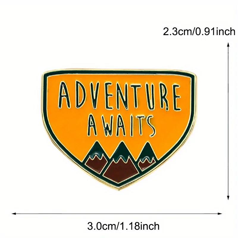 "Adventure Awaits" Funny Alphabet Mountain Brooch Backpack Buckle Anti Light Badge