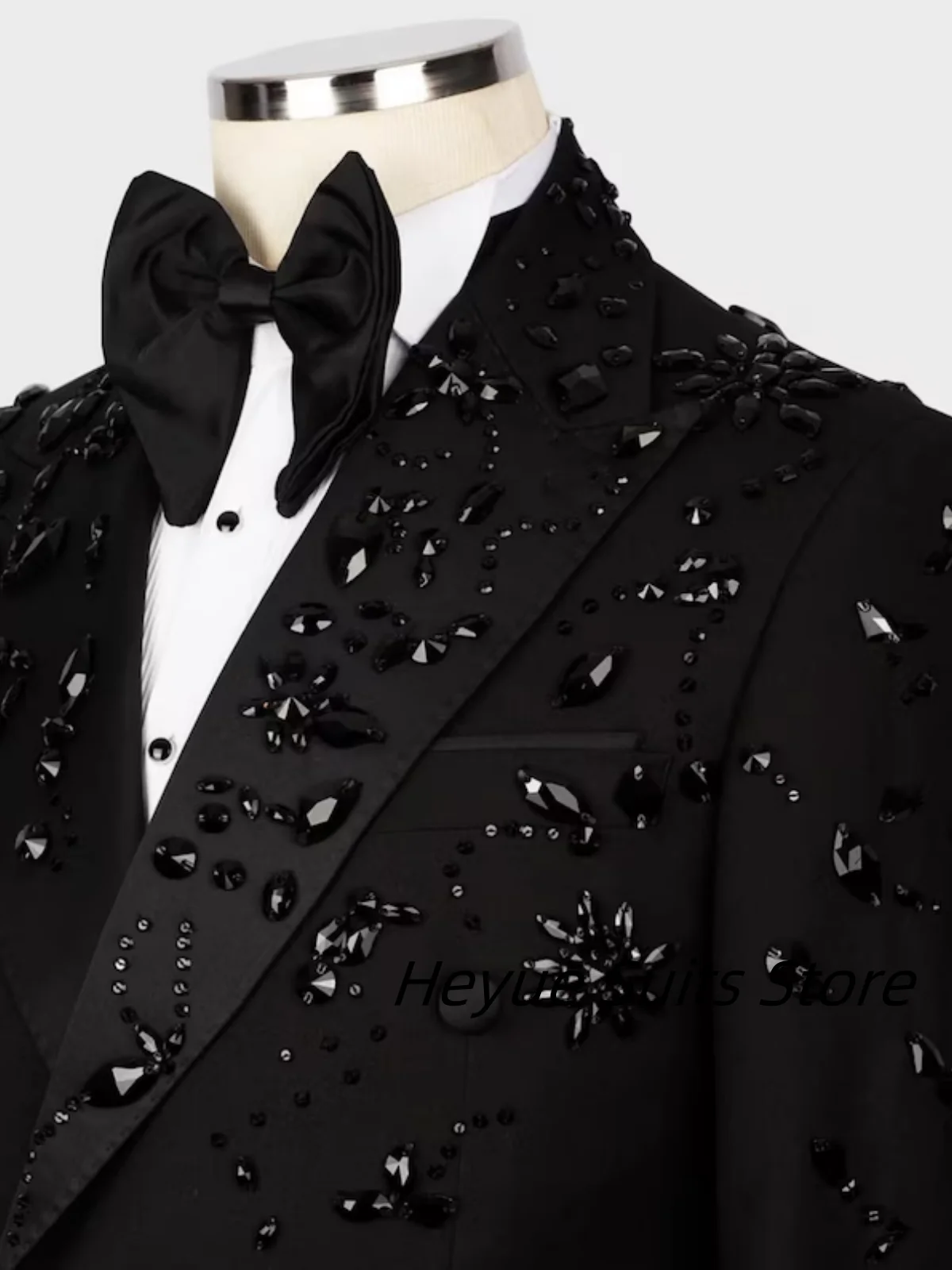 Classic Black Slim Fit Men Suits Lapel Customized Groom Wedding Party Tuxedos 2 Pieces Sets Male Blazers Fashion Costumes Homme