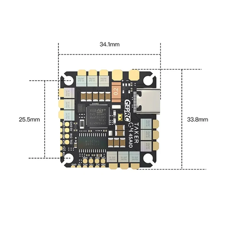 GEPRC TAKER G4 45A AIO Baro OSD G473 وحدة تحكم في الطيران BLHELIS 45A ESC FET مباشرة 2-6S لـ FPV Freestyle Cinewhoop