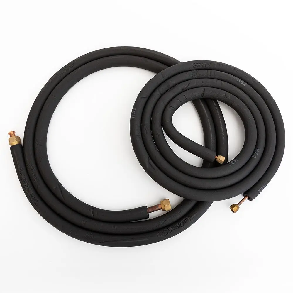 Black Rubber Insulated Copper Line Set Mini Split HVAC Air Conditioner Connecting Pipe Fitting
