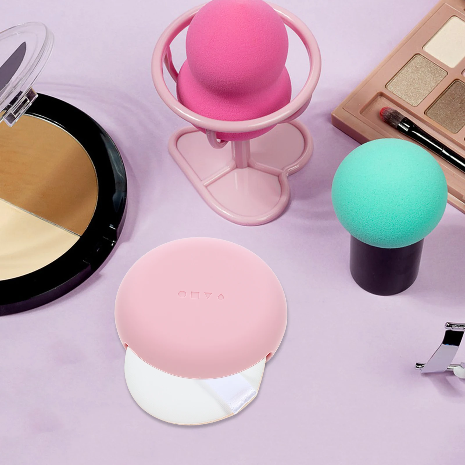 

Portable Powder Puff Case Sponge Holder Container Beauty Makeup Silicone Travel