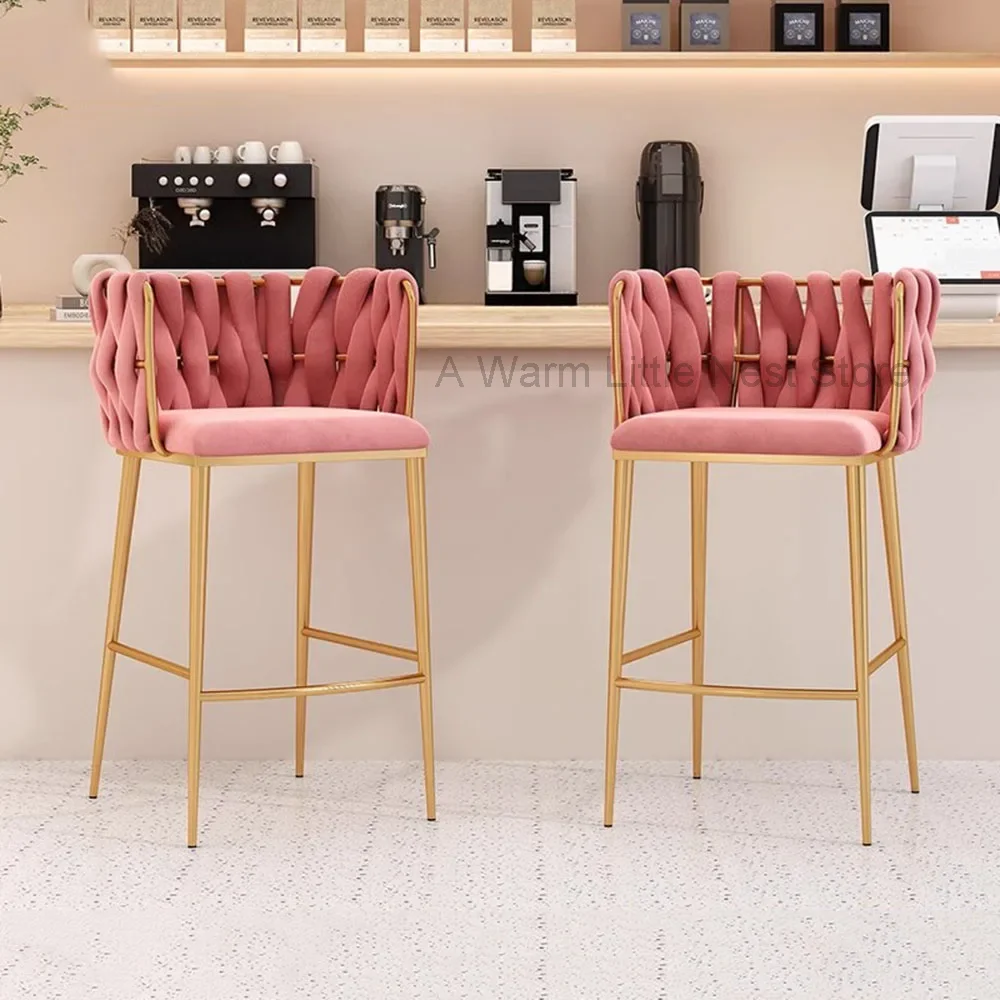 

American High Bar Chair Luxury Garden Bedroom Kitchen Desk High Chairs Restaurant Banquet Tabourets De Bar Interior Decorations