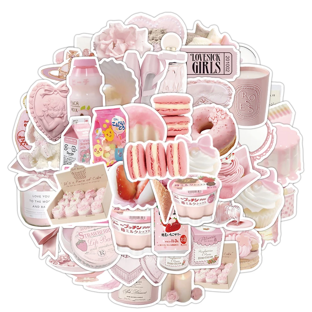 

10/30/50 шт. милые розовые наклейки с героями мультфильмов для девочек, эстетические наклейки, сделай сам, ноутбук, скрапбук, телефон, дневник, канцелярские принадлежности, водонепроницаемая наклейка INS