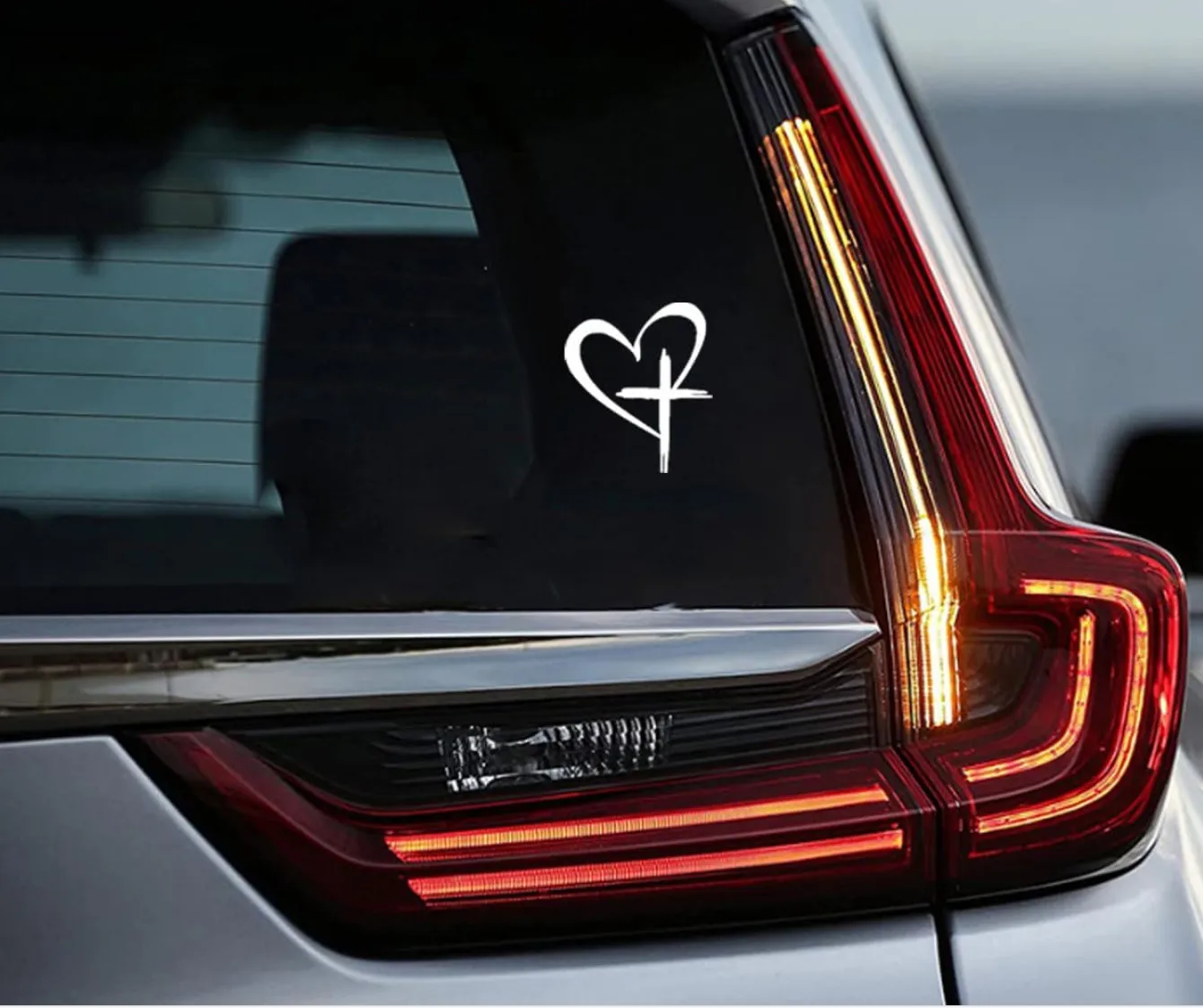 

6 inch Love Heart Cross Sticker Decal Vinyl Sticker for Notebook Car Laptop Window Hemlet