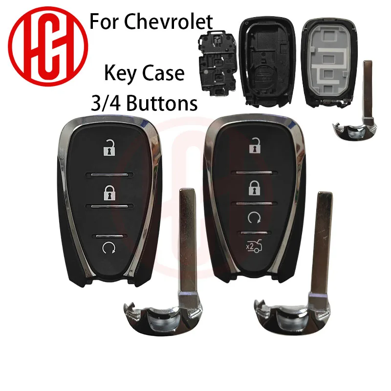 

3/4 Buttons Remote Car Key Shell Replacement for Chevrolet Cruze Malibu Camaro Equinox Smart Key Fob Body Housing