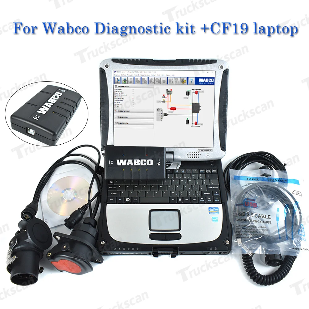 Heavy Duty Scanner Trailer and Truck Diagnostic System Diagnostic KIT(WDI) Truck Diagnostic Interface and CF52 laptop