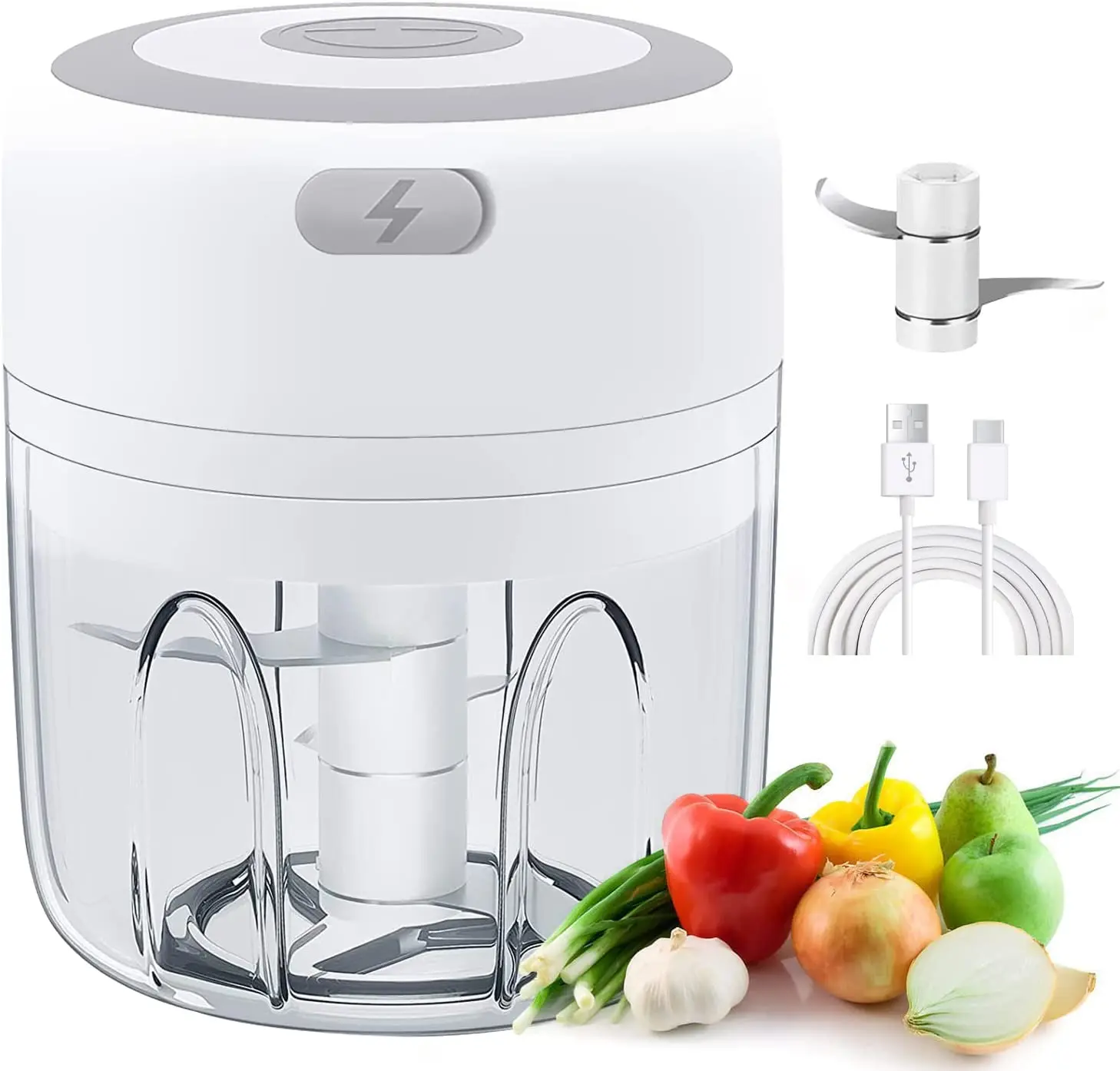 100/250mL Mini Electric Garlic Chopper Vegetable Chili Meat Ginger Masher Machine Sturdy Durable USB Charging Blenders Kitchen