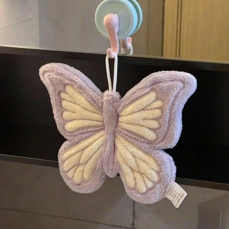 Cute butterfly handkerchief, super absorbent coral fleece hand towel, bathroom kitchen decoration, home cleaning cloth - view 3
