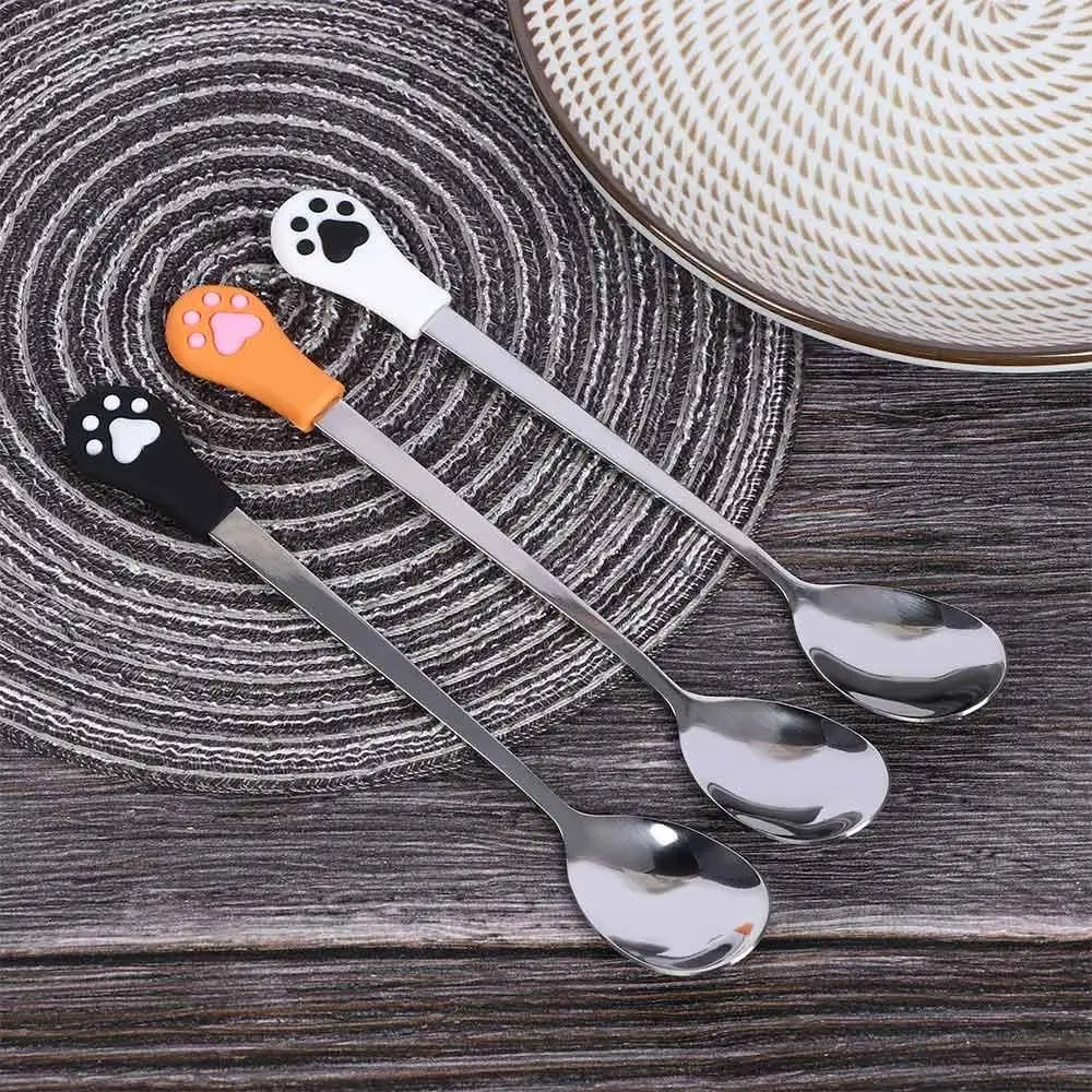 Teaspoon Stainless Steel Cat Claw Cute Coffee Spoon Tableware Dessert Spoons Kitchen Supplies