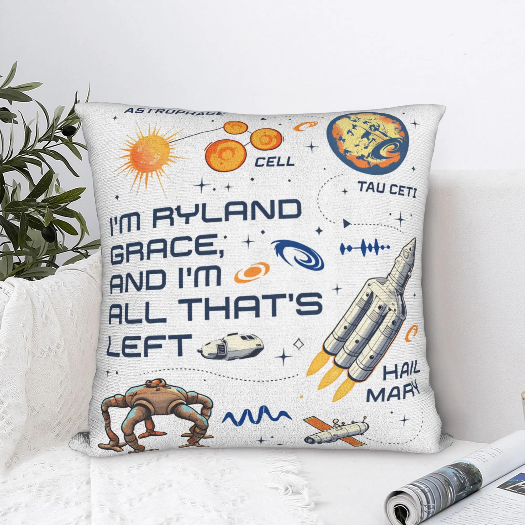 Project Hail Mary Sci Fi Book Pillowcase Print Polyester Cushion Cover Decorative Space Astrophage Pillow Case Cover Home Square