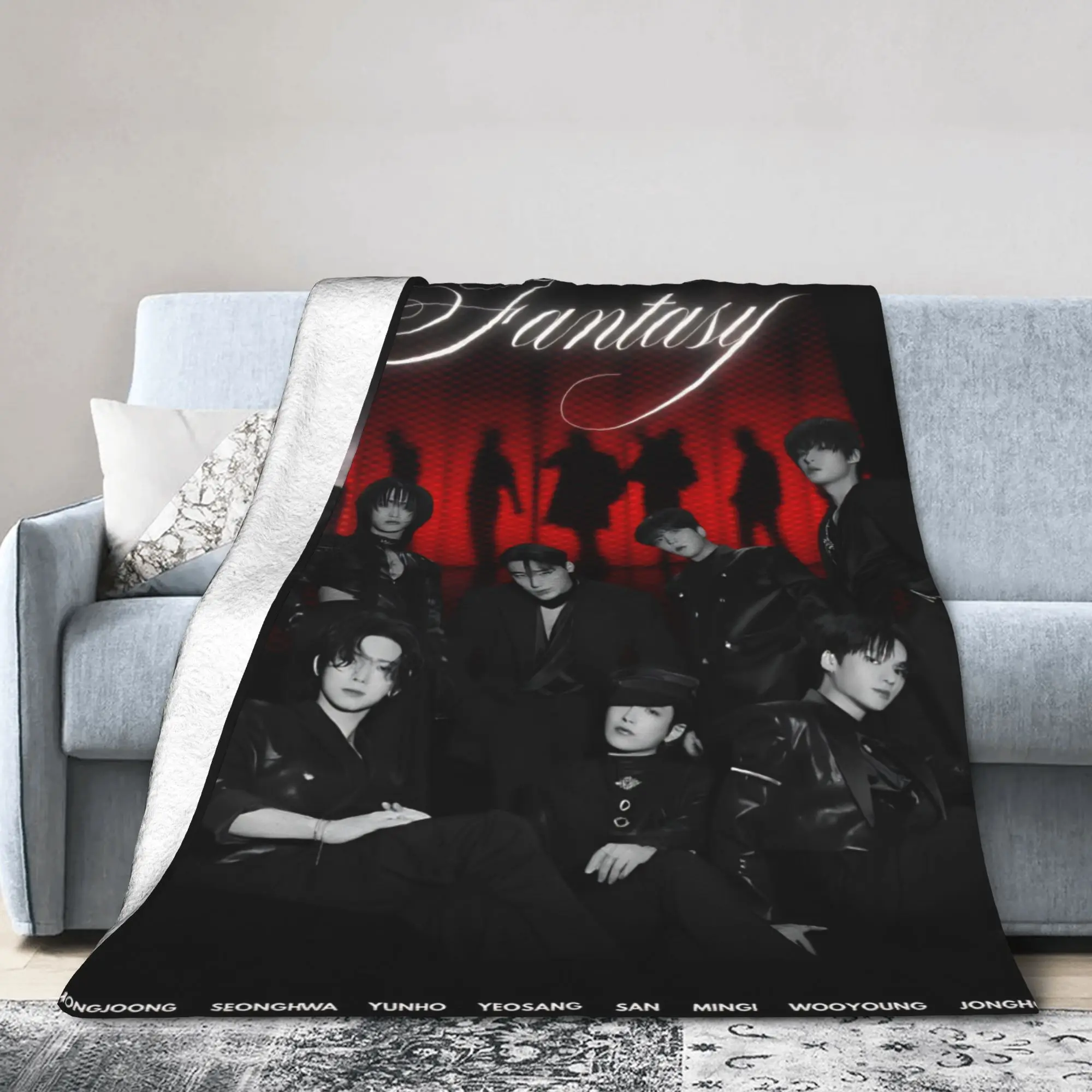 Ateez Korean Band Blanket In Your Fantasy Album Soft Plush Bedding Throws For Couch Bed Decorative Flannel Bedspread Bed Cover