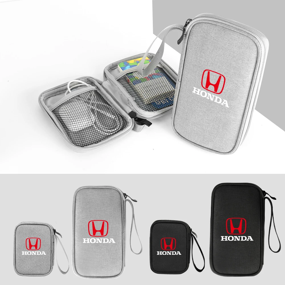 Bolsa de almacenamiento para coche, organizador de cables de datos USB, accesorios de almacenamiento para Honda tipo R tipo S VTEC DOHC Modulo Vezel Legend Si RR Insight