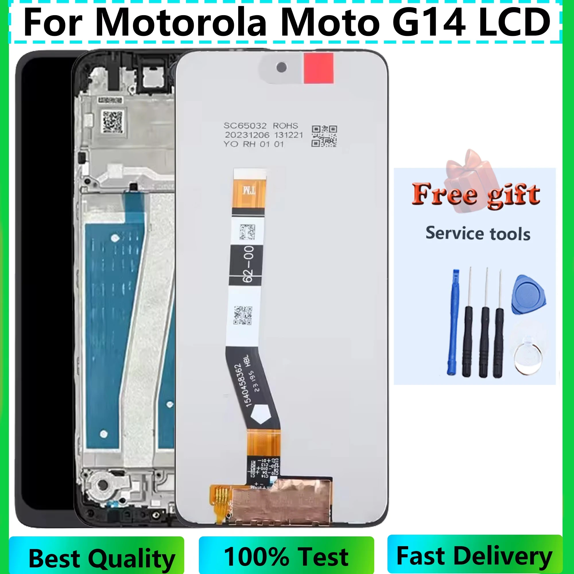 Pantalla For Motorola Moto G14 LCD Display Full With Frame PAYF0010IN Touch Screen Digiziter Assembly Replacement Repair Parts