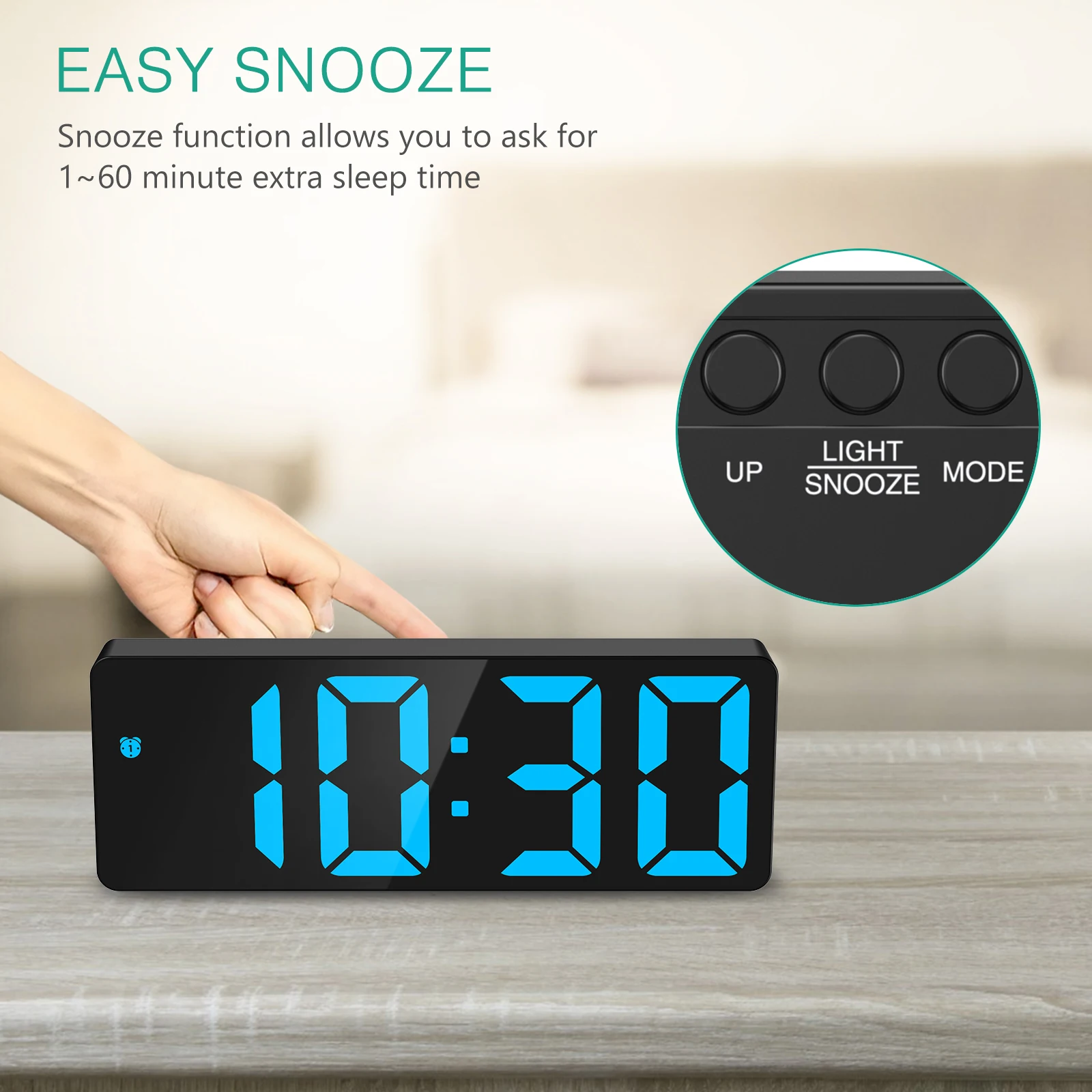 ORIA Digital Alarm Clock 6.3" Large LED Display Bedside Clock with Dual Power Supply DST Snooze