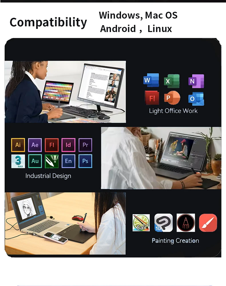 Havapen YZ 960 9x5 Inches Digital Graphic Tablet for Drawing OSU Game with Battery-Free Stylus and Glove