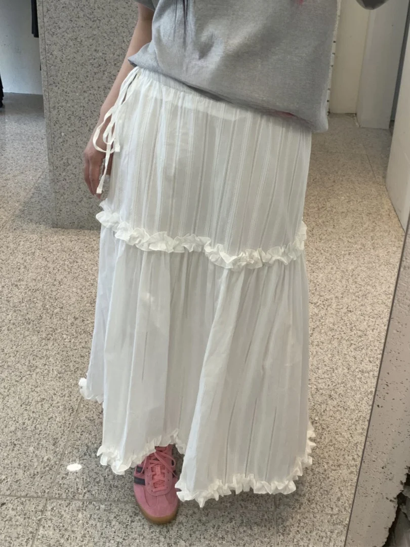 

Ретро-юбка миди с завязками на талии, свободного кроя, плиссированная, А-силуэт, омолаживающая, из хлопка, цветная