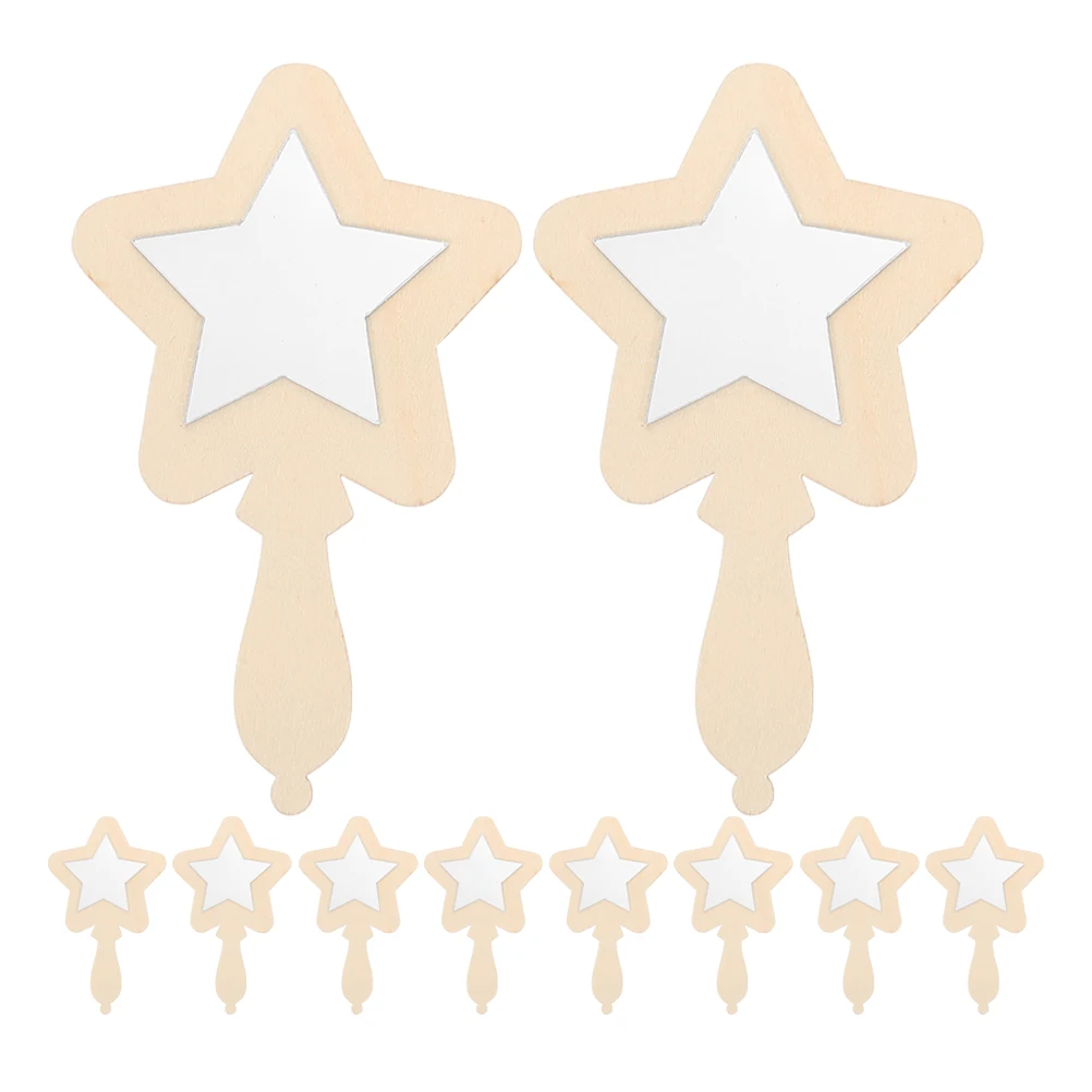 12 個の木製ハンドヘルドミラー子供用 DIY クラフト壊れない小さなポータブルミラー教室用木製装飾 DIY 絵画