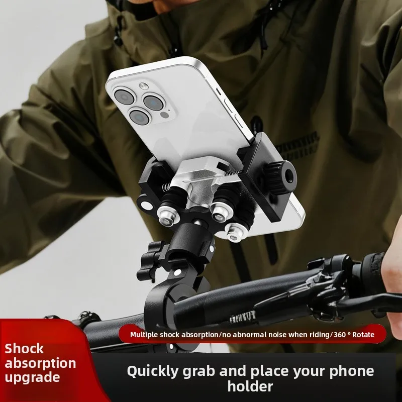 

Motorcycle Bike Phone Holder Mount Aluminum Alloy 1s Lock with Vibration Dampener for ATV/ UTV Bike Scooter Handlebar GPS Clip